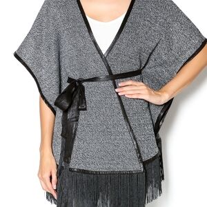 Double Zero Waist Tie Fringe Jacket Cardigan Wrap Size S